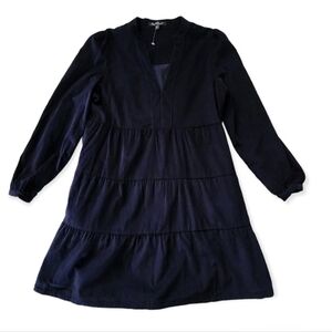 Velvet Heart Courduroy Navy Tiered Dress
